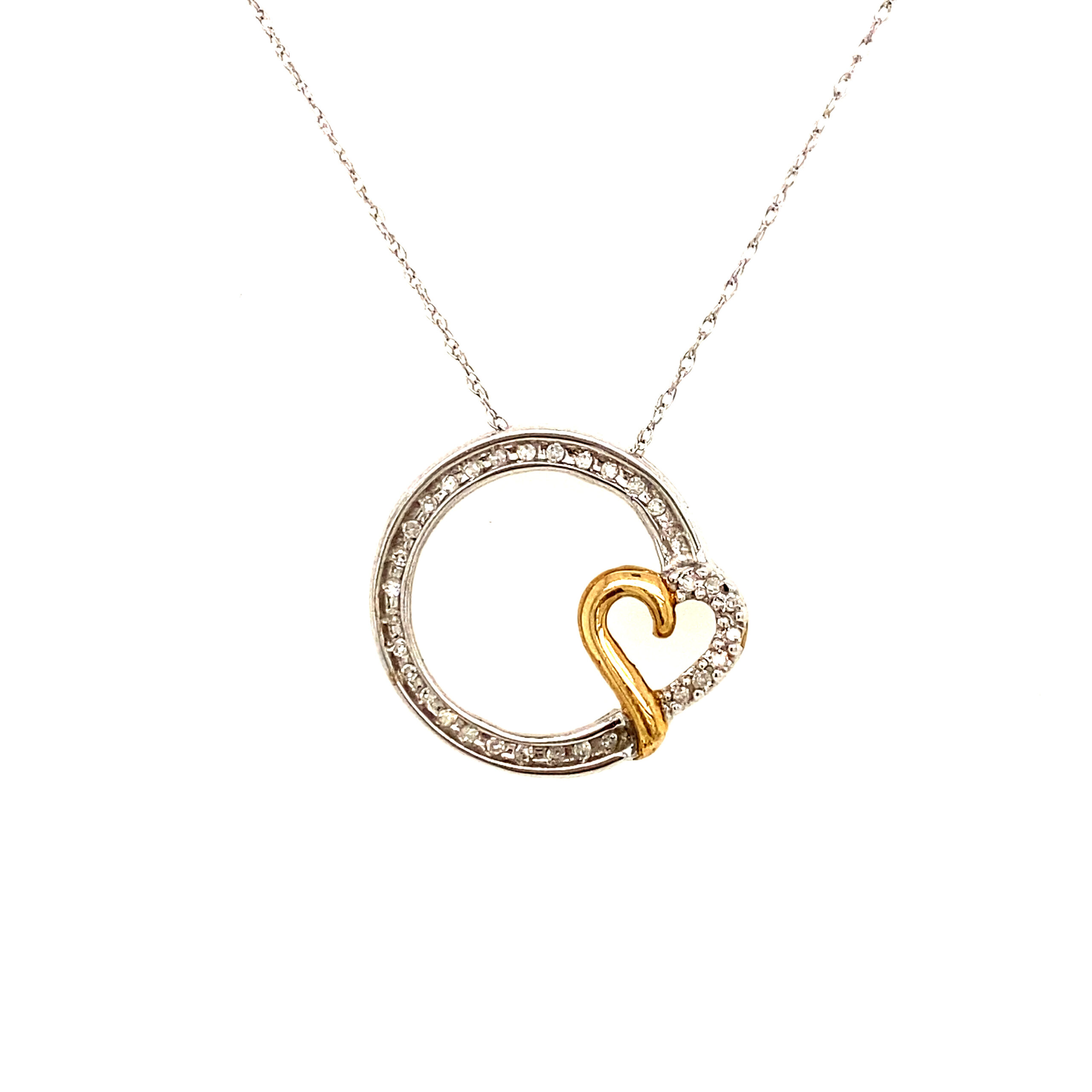 10k Diamond Circular Pendant Necklace