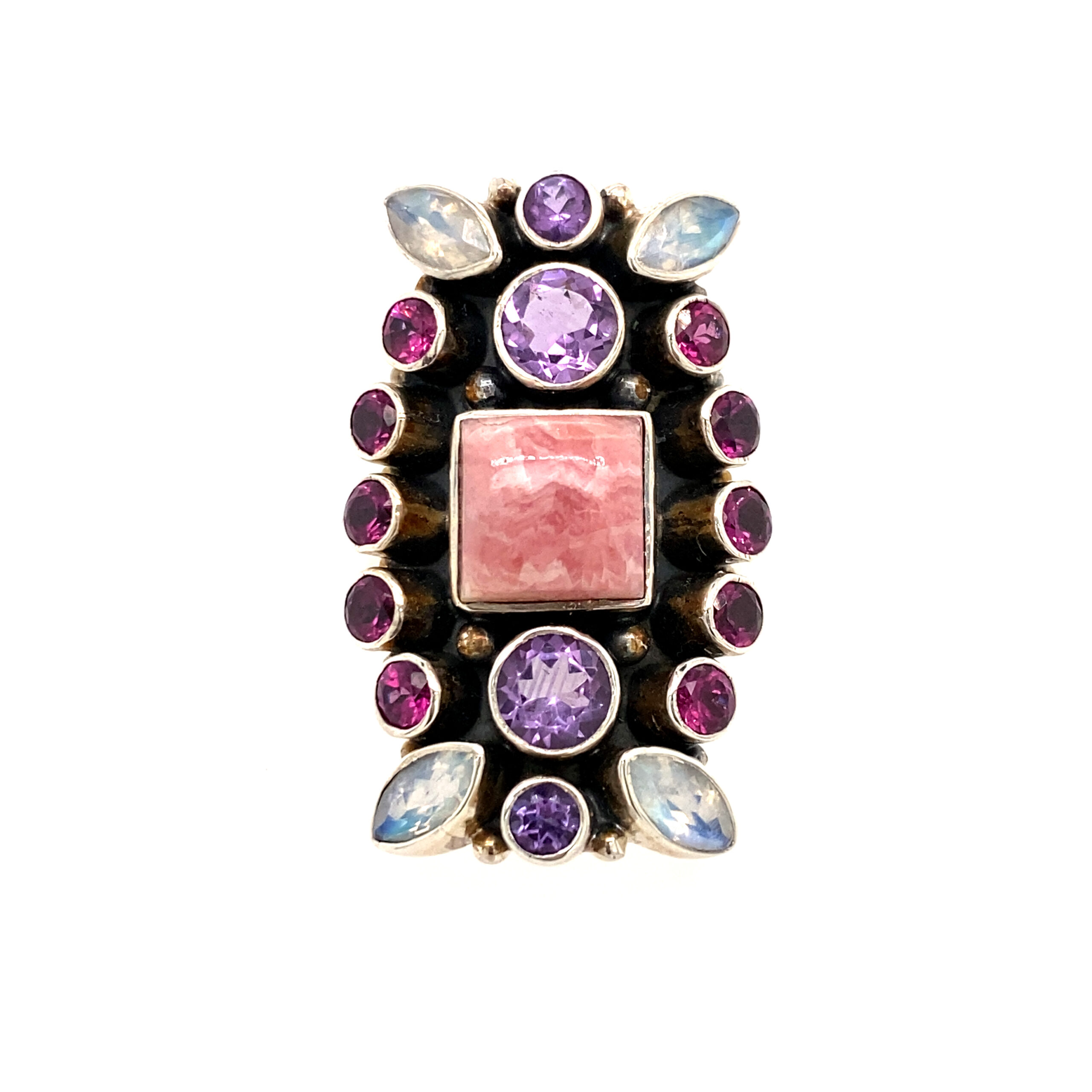 Nicky Butler 925 Pink Stone, Amethyst & Moonstone Ring