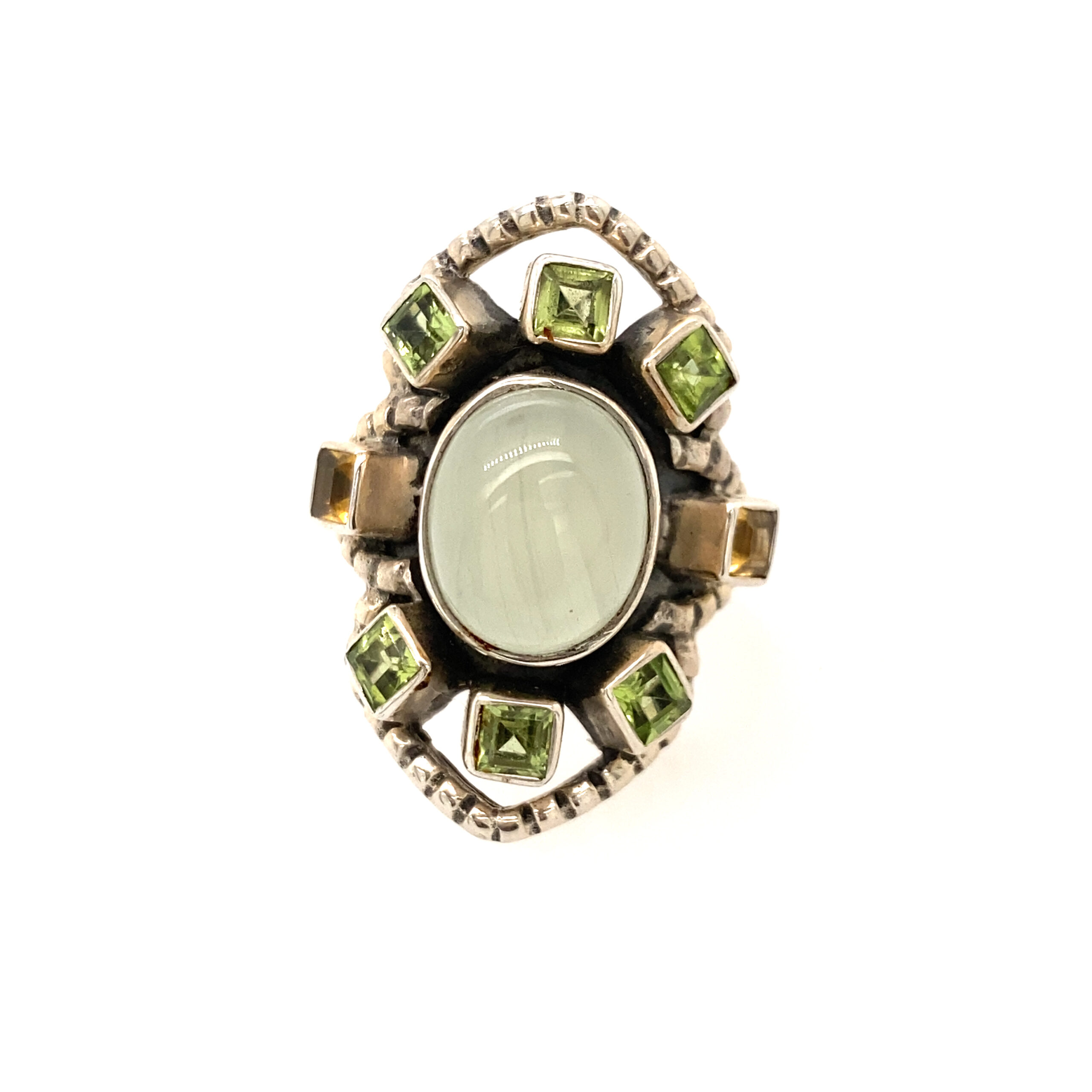 Nicky Butler 925 Moonstone, Peridot and Citrine Ring
