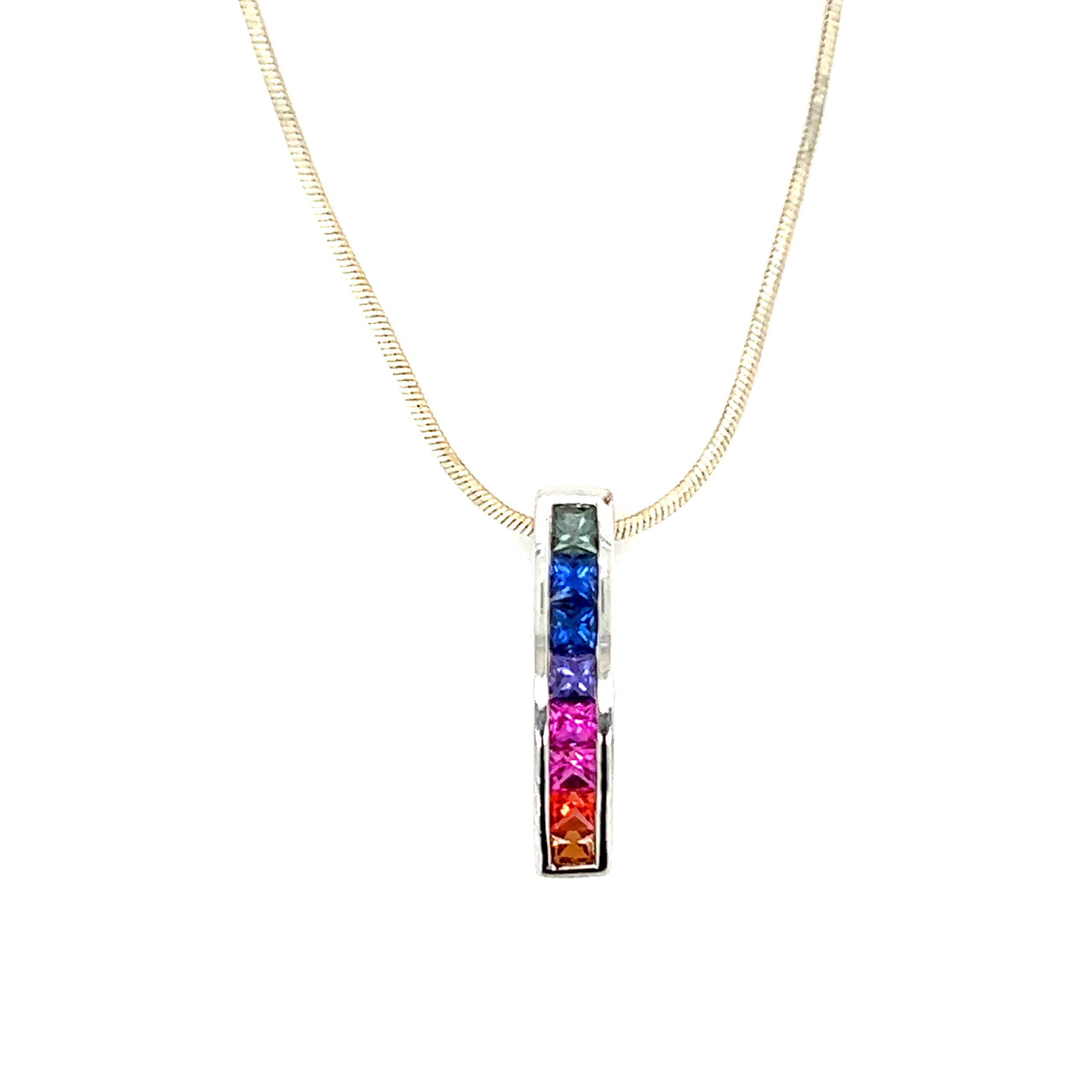 925 Multicolored Gems Pendant Necklace