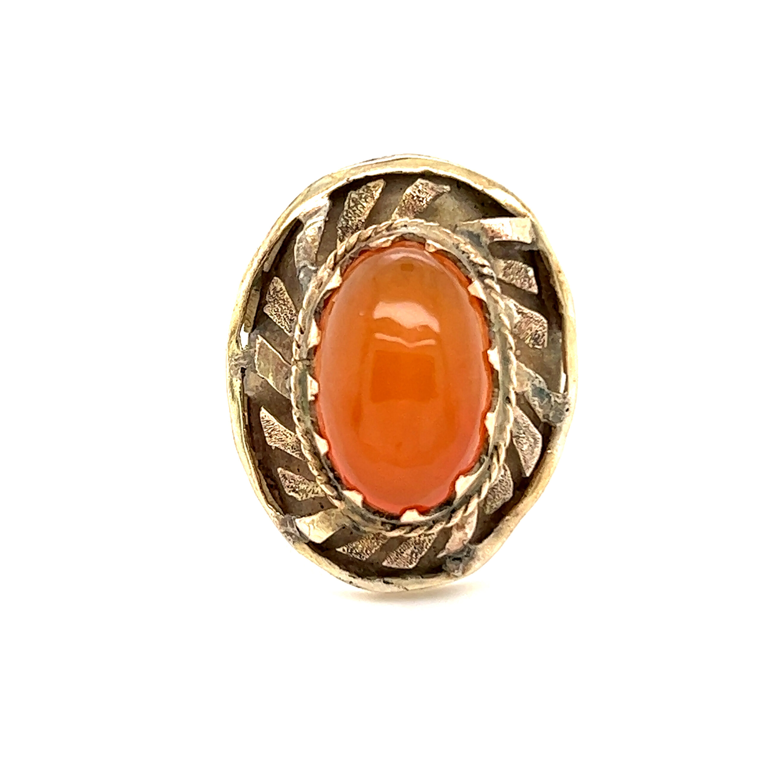Estate Ladies 14k Gold Orange Gemstone Ring
