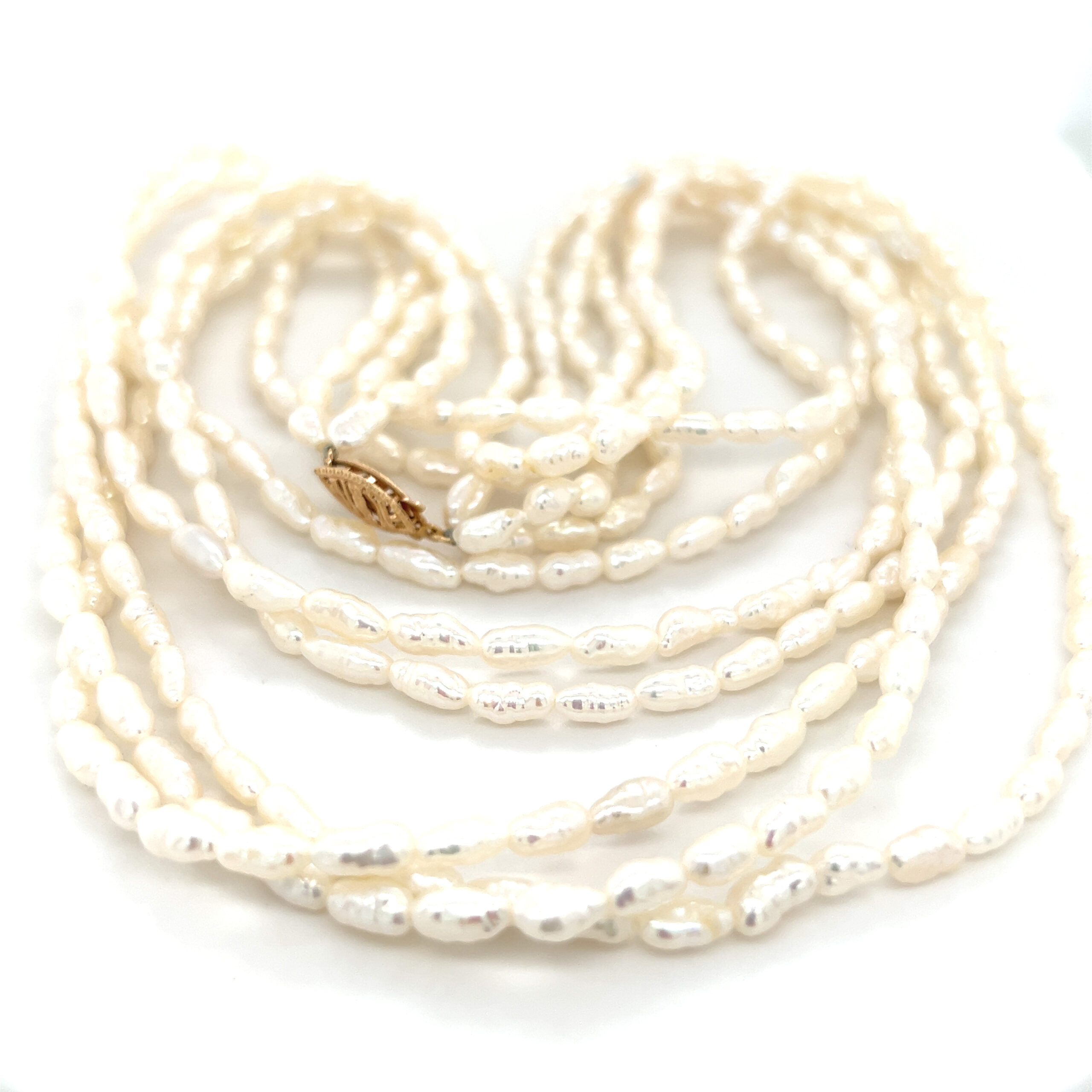 14k Gold Clasps Multi-Strand Pearl Necklace