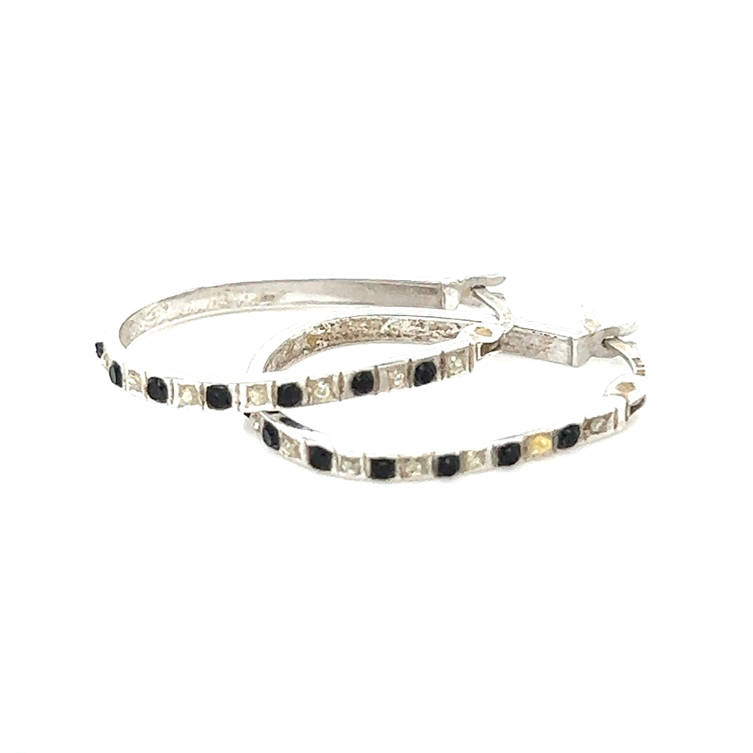 Silver 925 Fascinating Stones Hoops Earrings