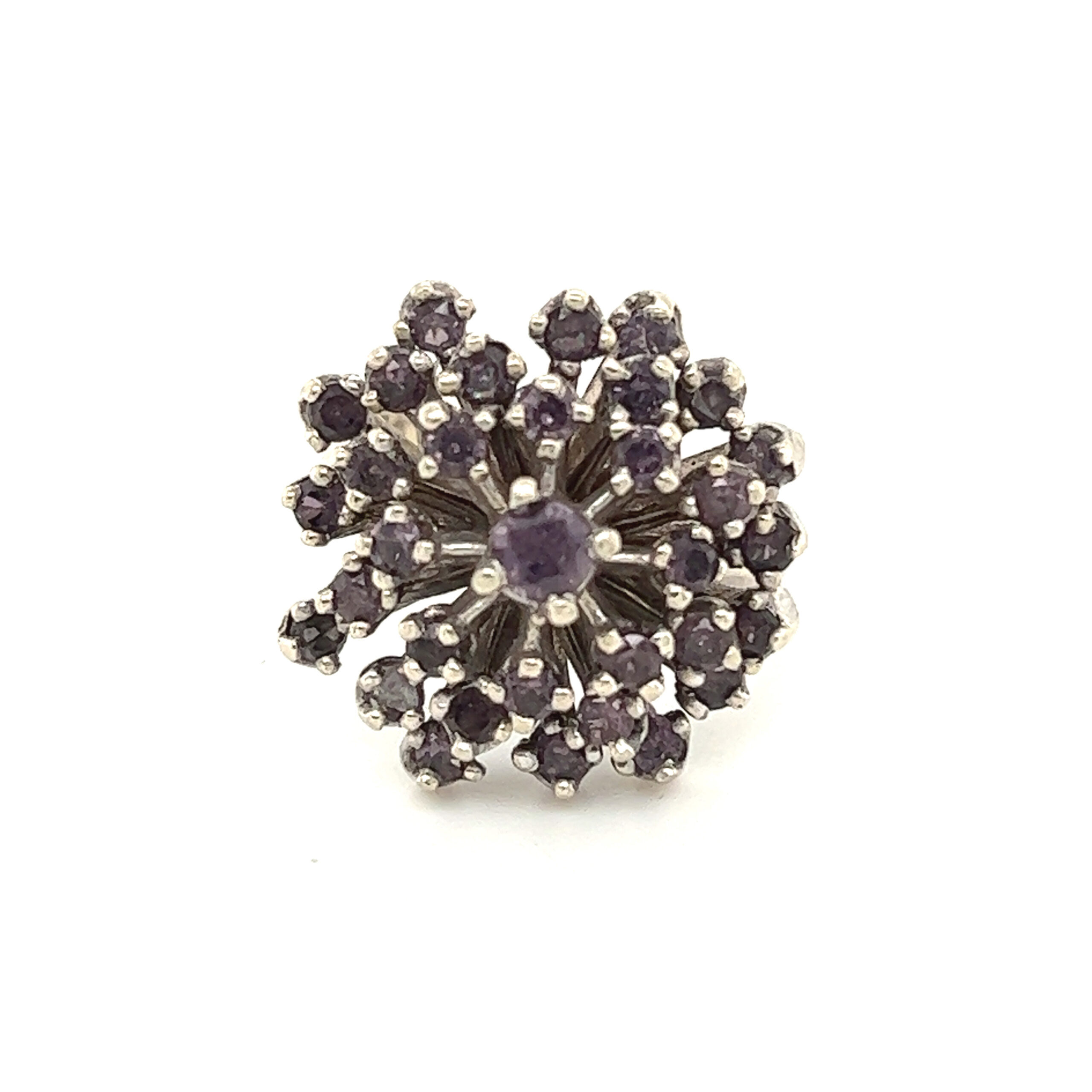 Estate 14k Flower Shaped Amethysts Ring