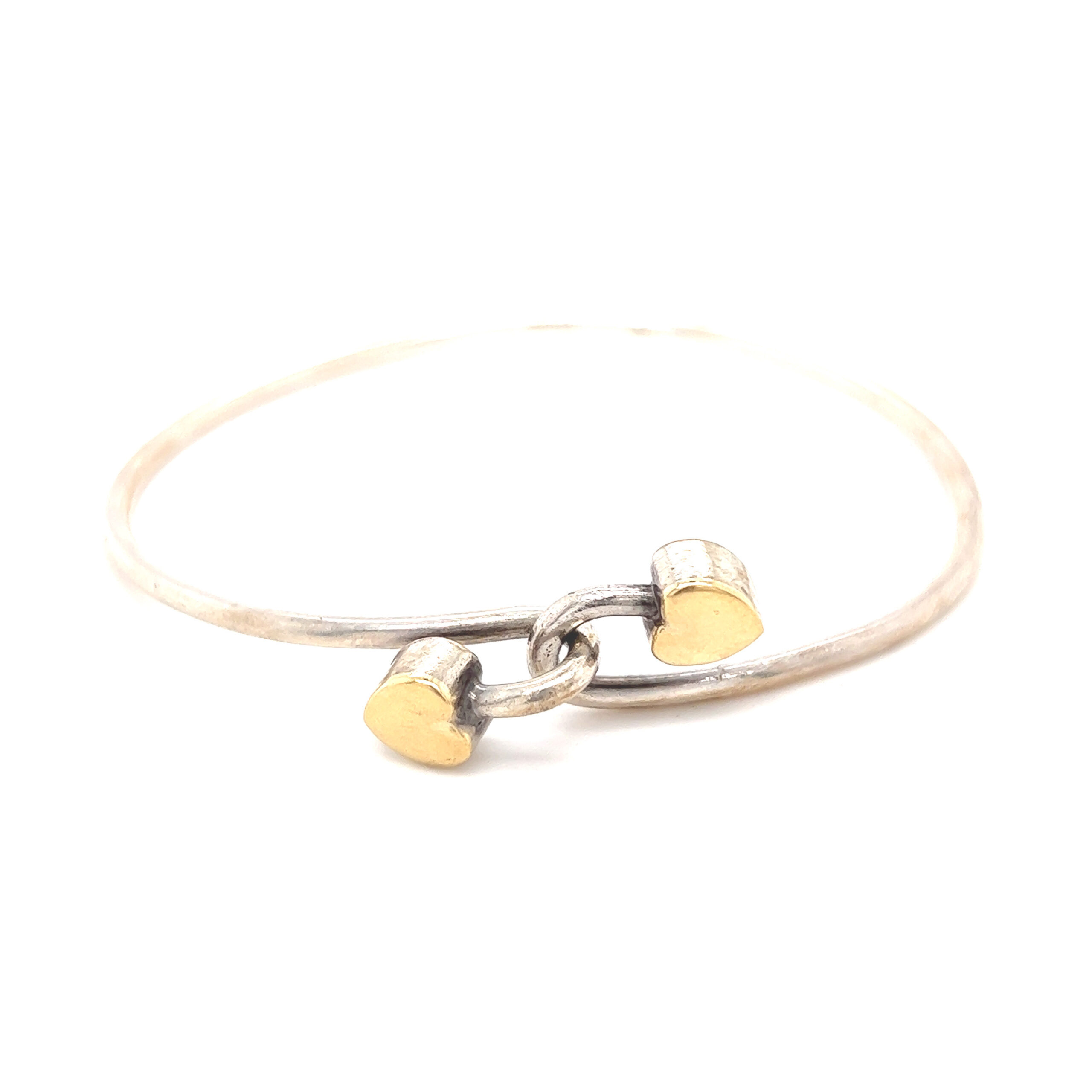 T&Co. Two-Tone Double Heart Hook-On Bracelet