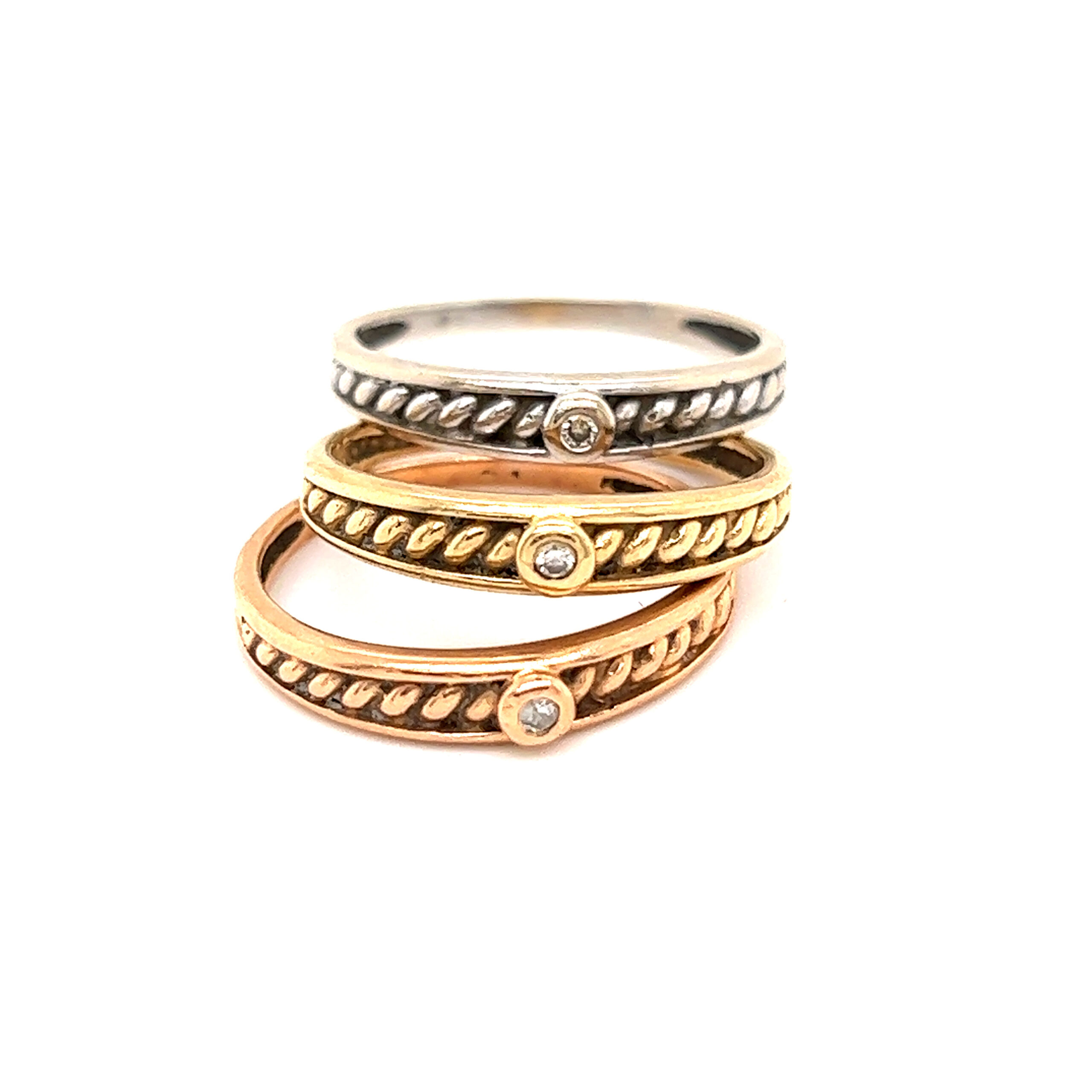 14k 3 Stackable Diamond Rings