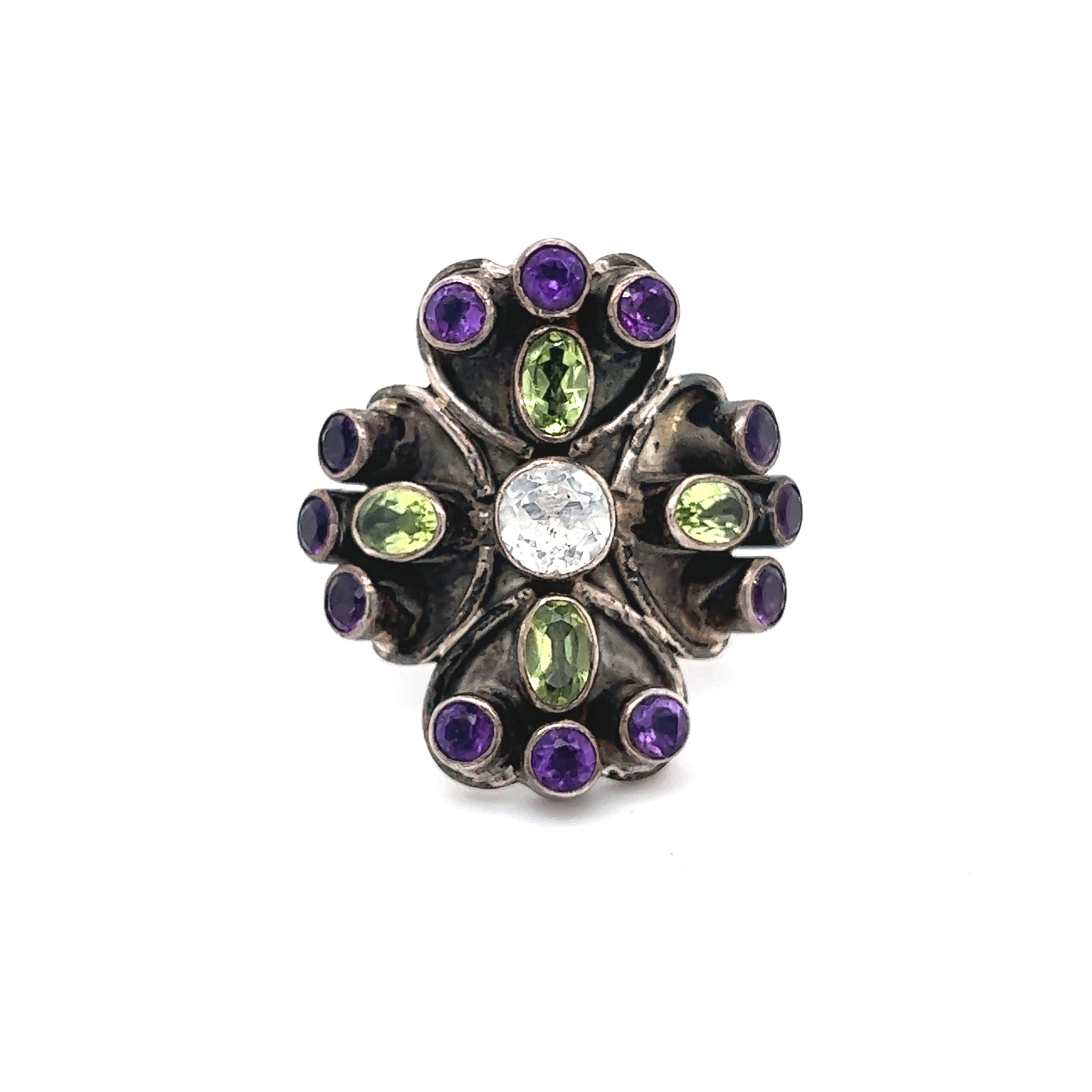 Nicky Butler 925 White Sapphire, Amethyst Ring