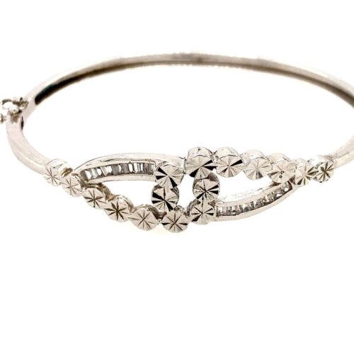 Silver Baguette CZ Bangle - Image 2