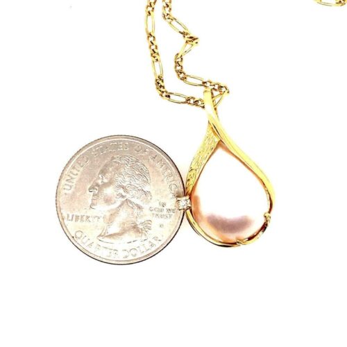 14k Mabe Pearl/Diamond Pendant Necklace - Image 9