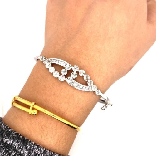 Silver Baguette CZ Bangle - Image 7