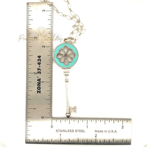 T&Co. Silver Teal Key Pendant Necklace - Image 6