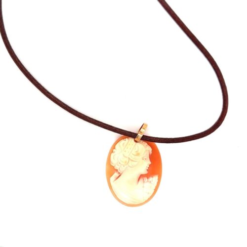 14k Cameo Brown Corded Necklace - Image 3