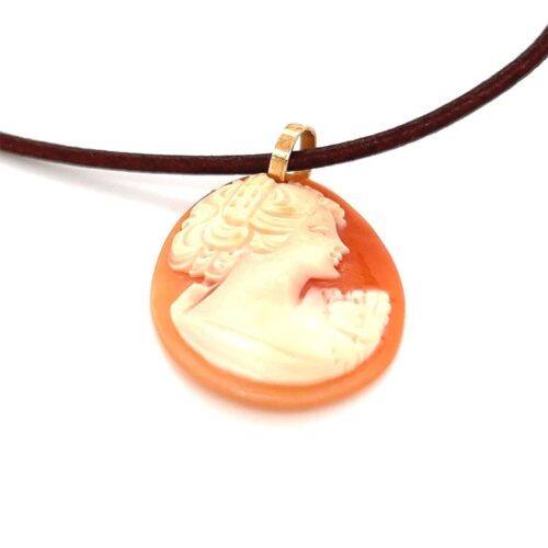 14k Cameo Brown Corded Necklace - Image 2