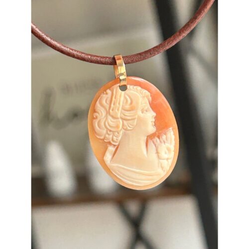 14k Cameo Brown Corded Necklace - Image 8