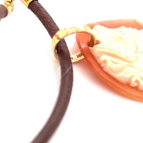 14k Cameo Brown Corded Necklace - Image 6