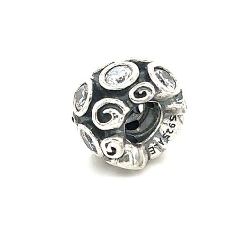 Pandora White Cz Scroll Round Charm - Image 2