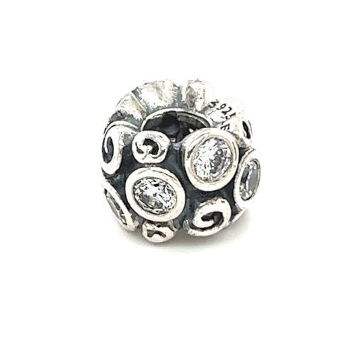 Pandora White Cz Scroll Round Charm - Image 3