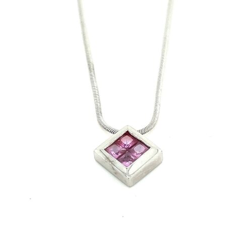 14k WG Pink Sapphire Necklace - Image 2