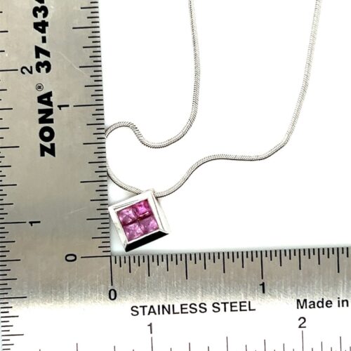 14k WG Pink Sapphire Necklace - Image 7