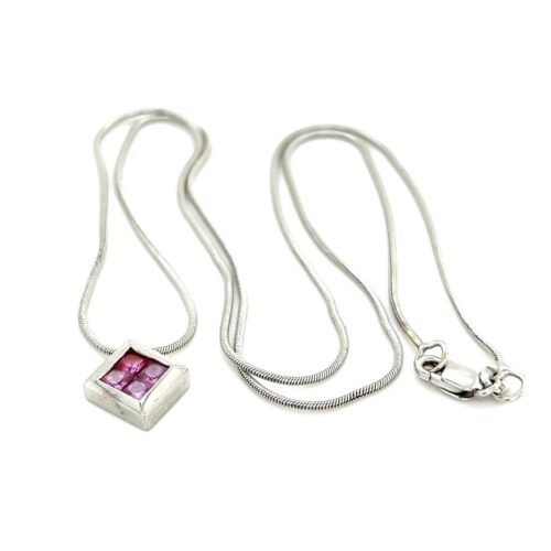 14k WG Pink Sapphire Necklace - Image 4