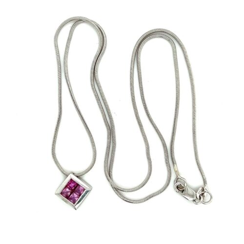 14k WG Pink Sapphire Necklace - Image 3