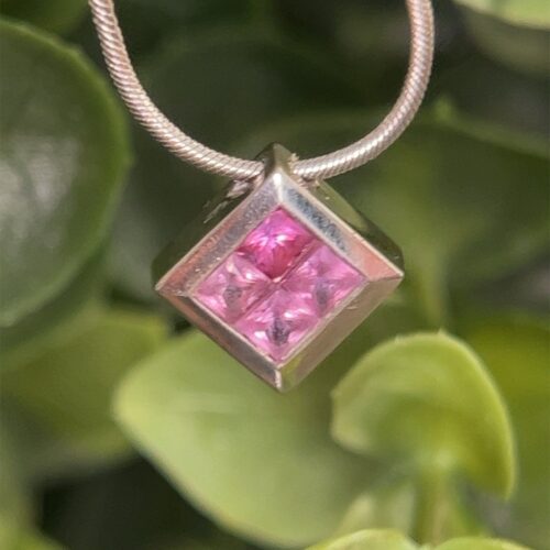 14k WG Pink Sapphire Necklace - Image 8