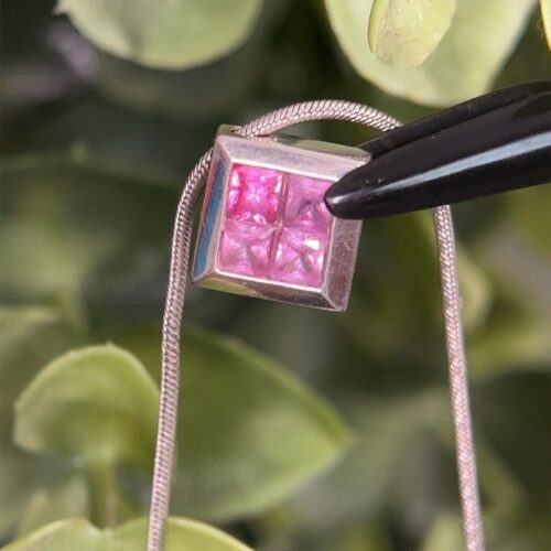 14k WG Pink Sapphire Necklace - Image 9