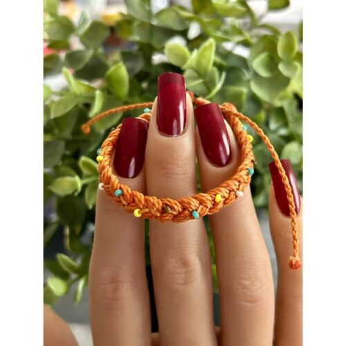 Pura Vida Orange Braid with Beads Bracelet - Image 3