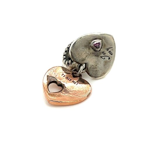 Pandora In My Heart Rose Gold/Silver Dangle Hearts Charm - Image 3