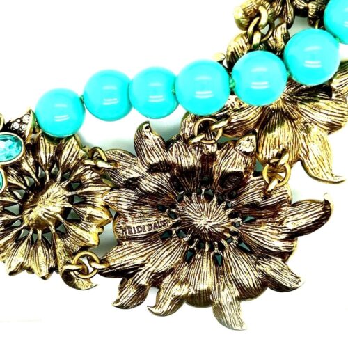 Gorgeous Heidi Daus Turquoise Flower Statement Necklace - Image 7