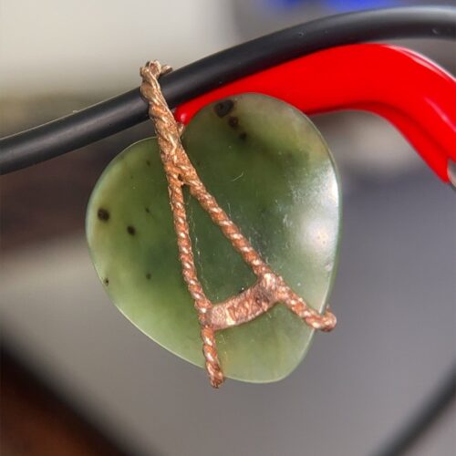 14k Heart Encased Jade Rubber Necklace - Image 5