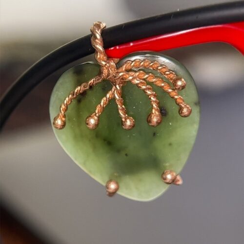 14k Heart Encased Jade Rubber Necklace - Image 3