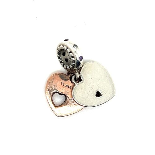 Pandora In My Heart Rose Gold/Silver Dangle Hearts Charm - Image 2