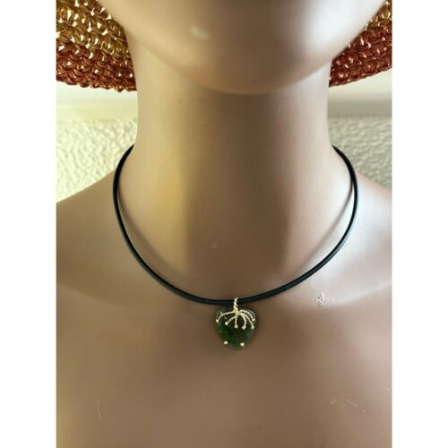 14k Heart Encased Jade Rubber Necklace - Image 8