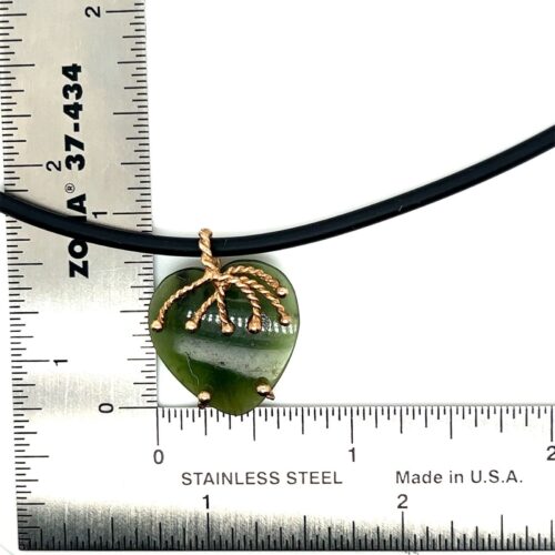 14k Heart Encased Jade Rubber Necklace - Image 7