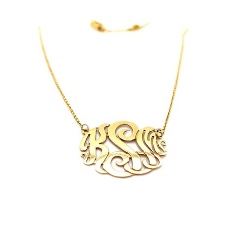 14k Gold KSM Monogram Necklace - Image 2