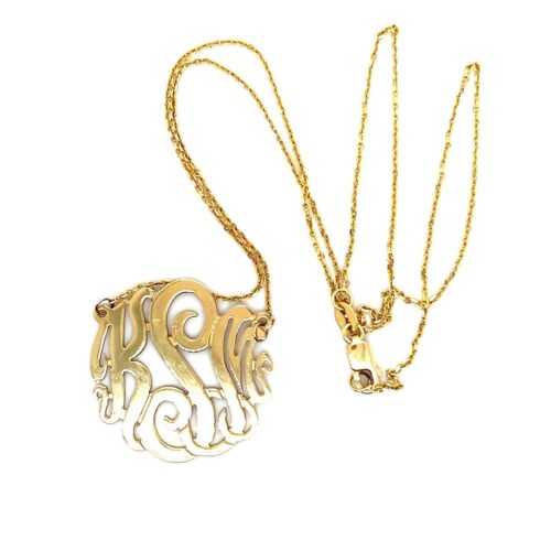 14k Gold KSM Monogram Necklace - Image 3