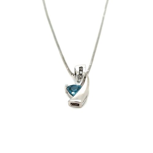 14k/10k Trillion Cut Topaz/Diamonds Necklace - Image 2