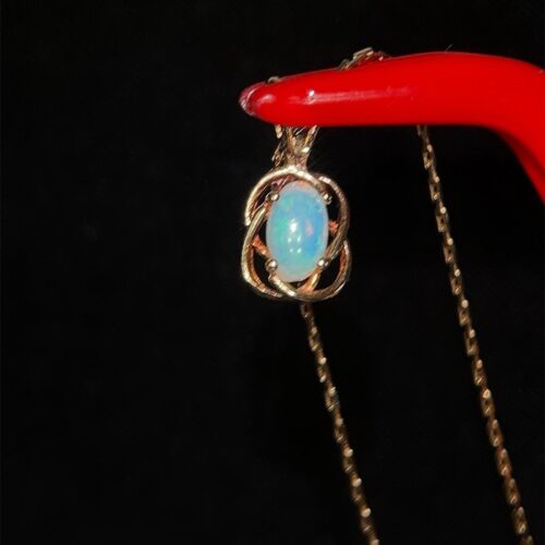 Small 14k Gold Opal Necklace - Image 3