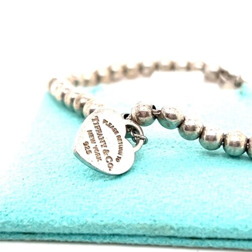 T&Co. 925 Mini Beaded Teal Heart Bracelet - Image 2