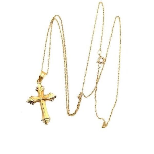 14k/10k Gold Cross Pendant Necklace - Image 2