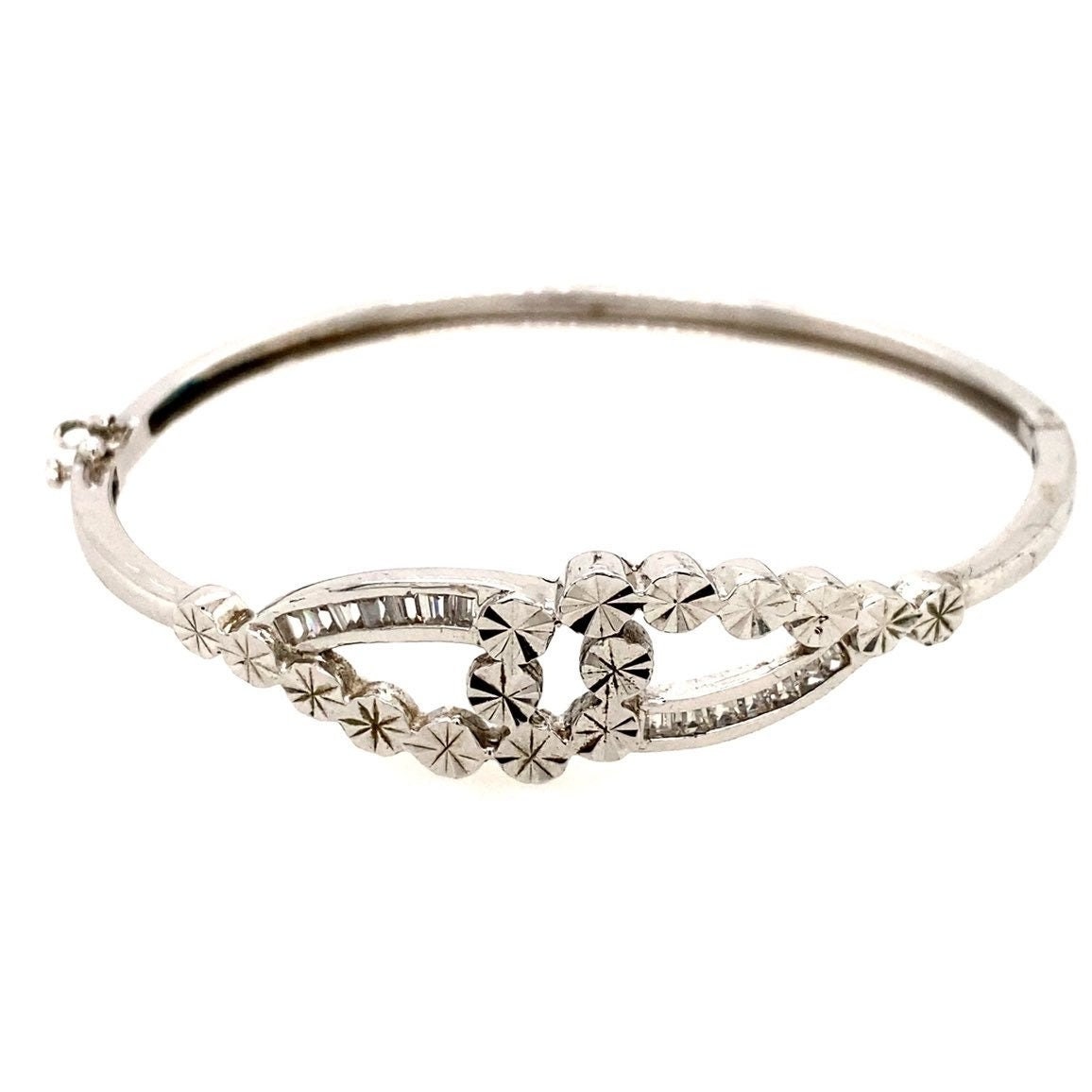 Silver Baguette CZ Bangle