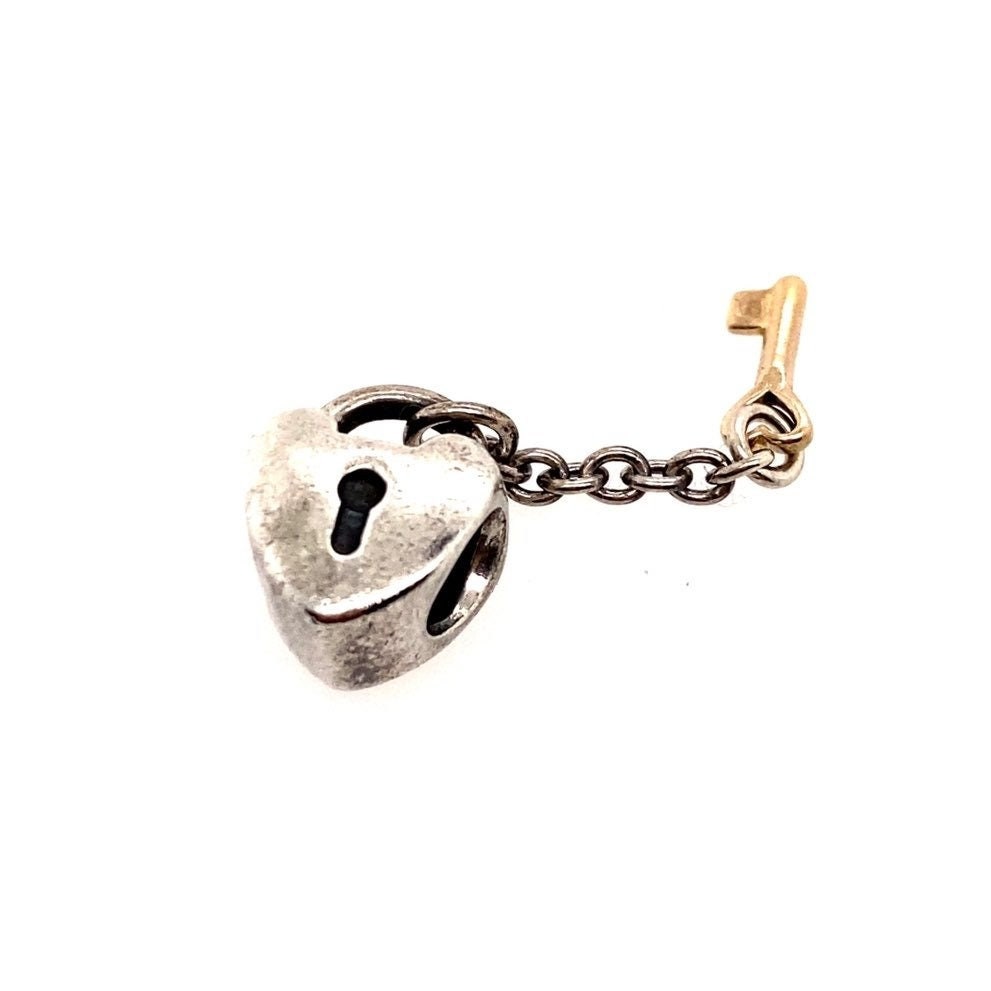Pandora Two-Tone Heart/Key Charm
