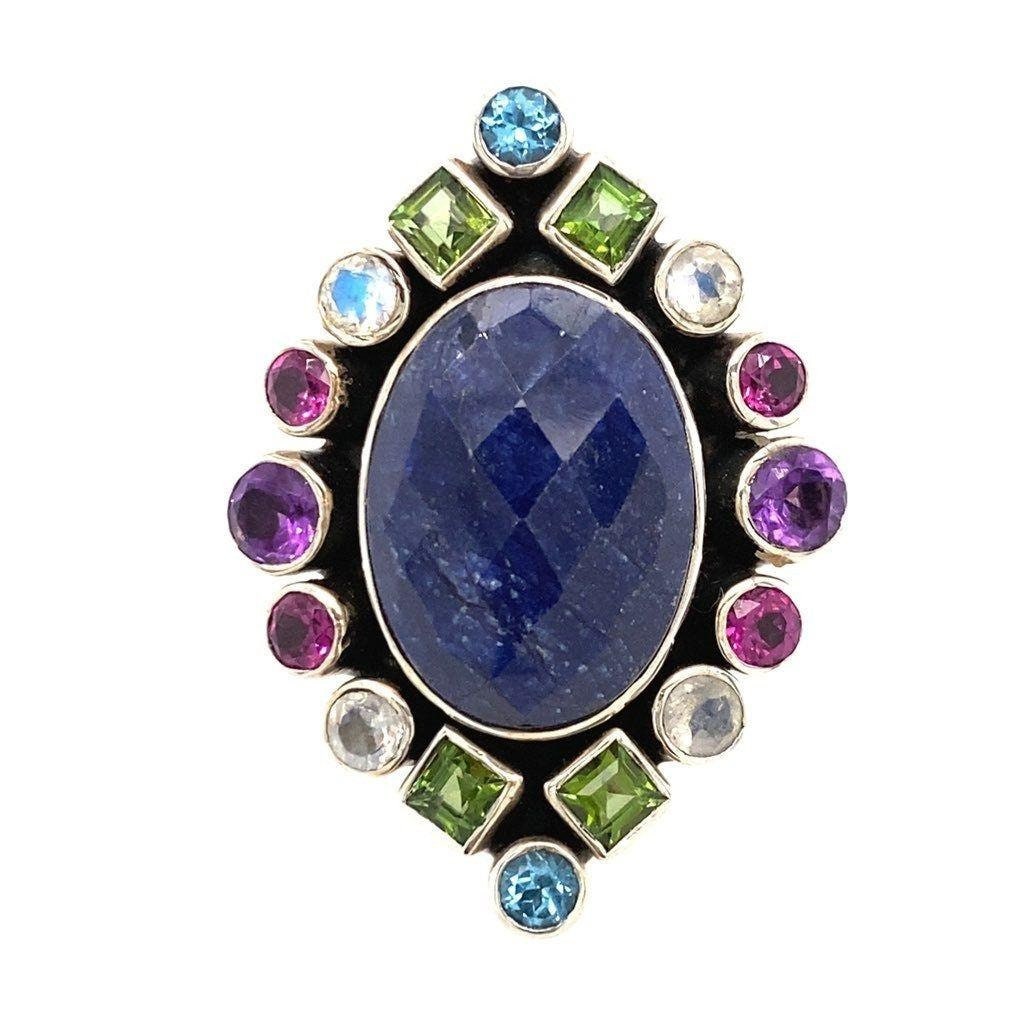 Nicky Butler 925 Lapis, Topaz, White Sapphire, Amethyst & Peridot Ring