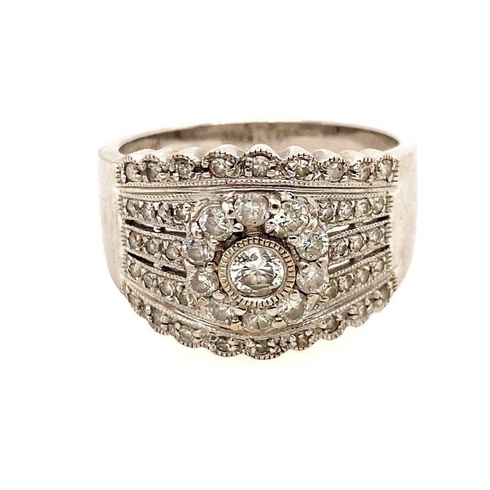 14k Diamond Flower Ring