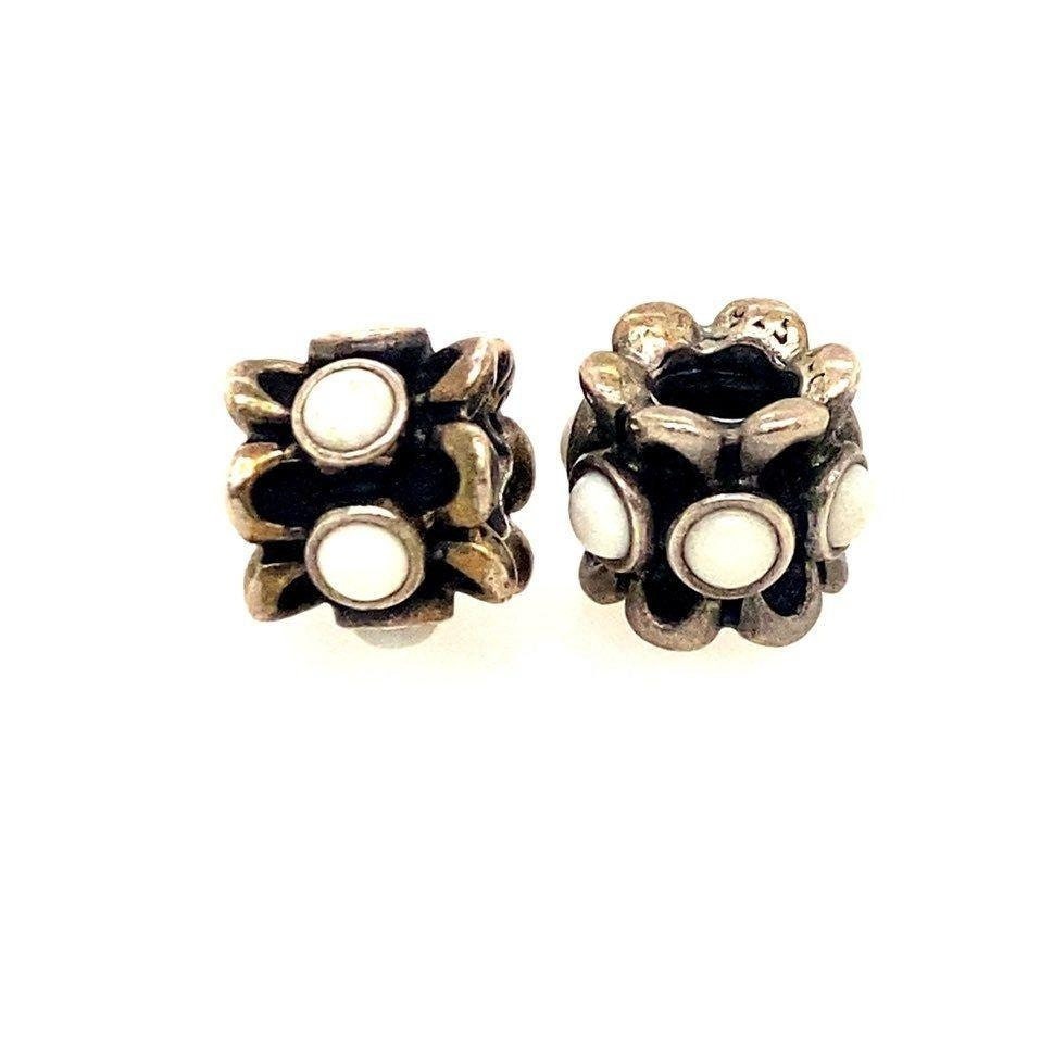 2 Pandora White Stones Charms