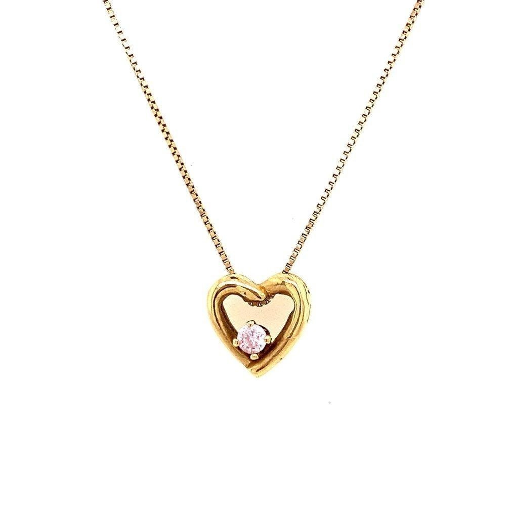 10k Pink Sapphire Heart Necklace