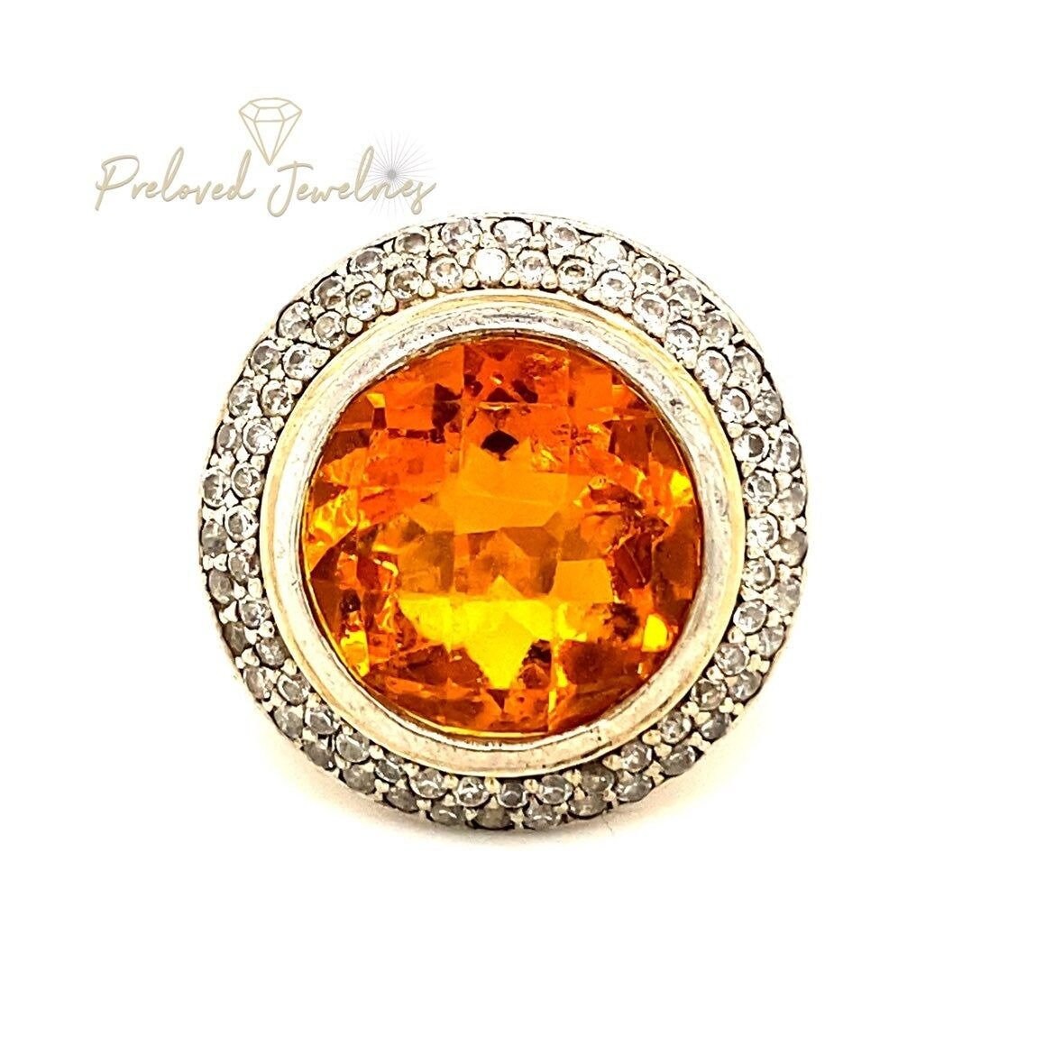 Stunning Citrine/Cz Cable Ring