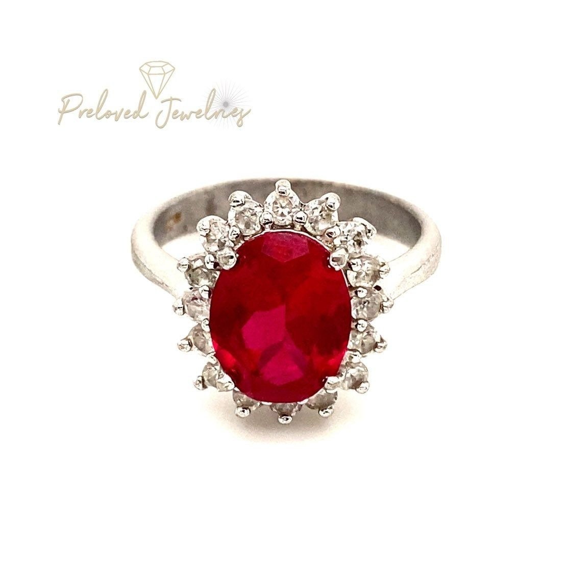 925 Red/White Stones Ring
