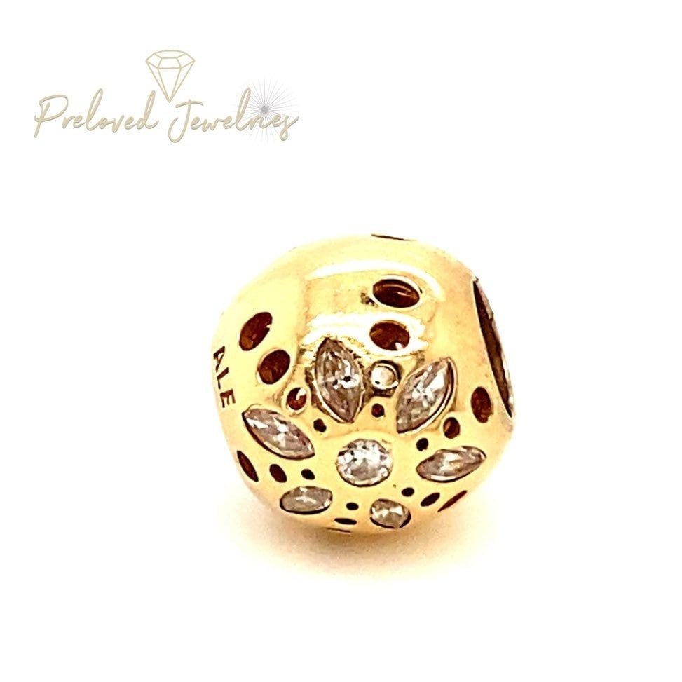 Retired Pandora 14k Gold Flower Charm